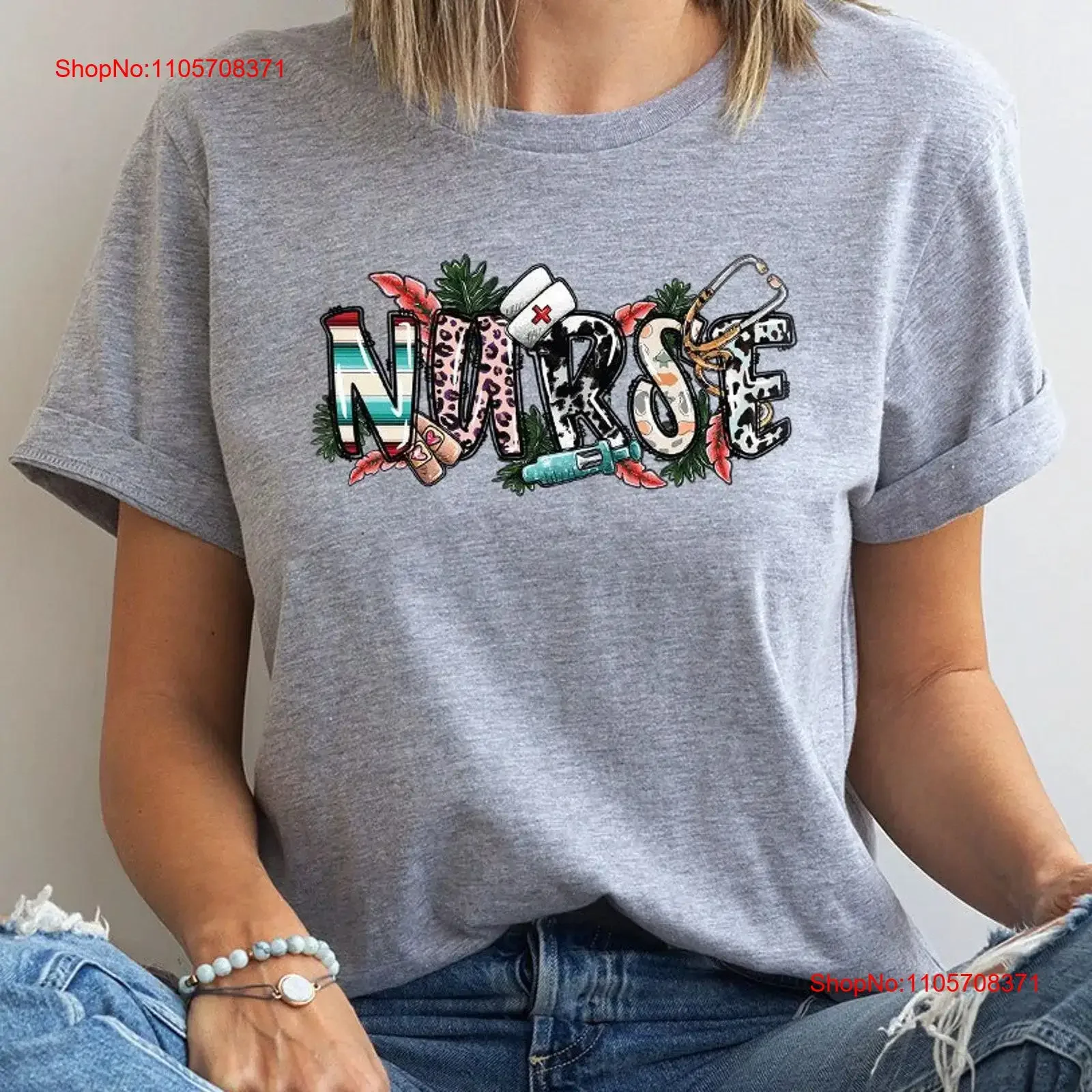 Leopard Nurse T Shirt New Appreciation Student Registered Nursing School Floral vintage Washed Unisex Soft Comfortable