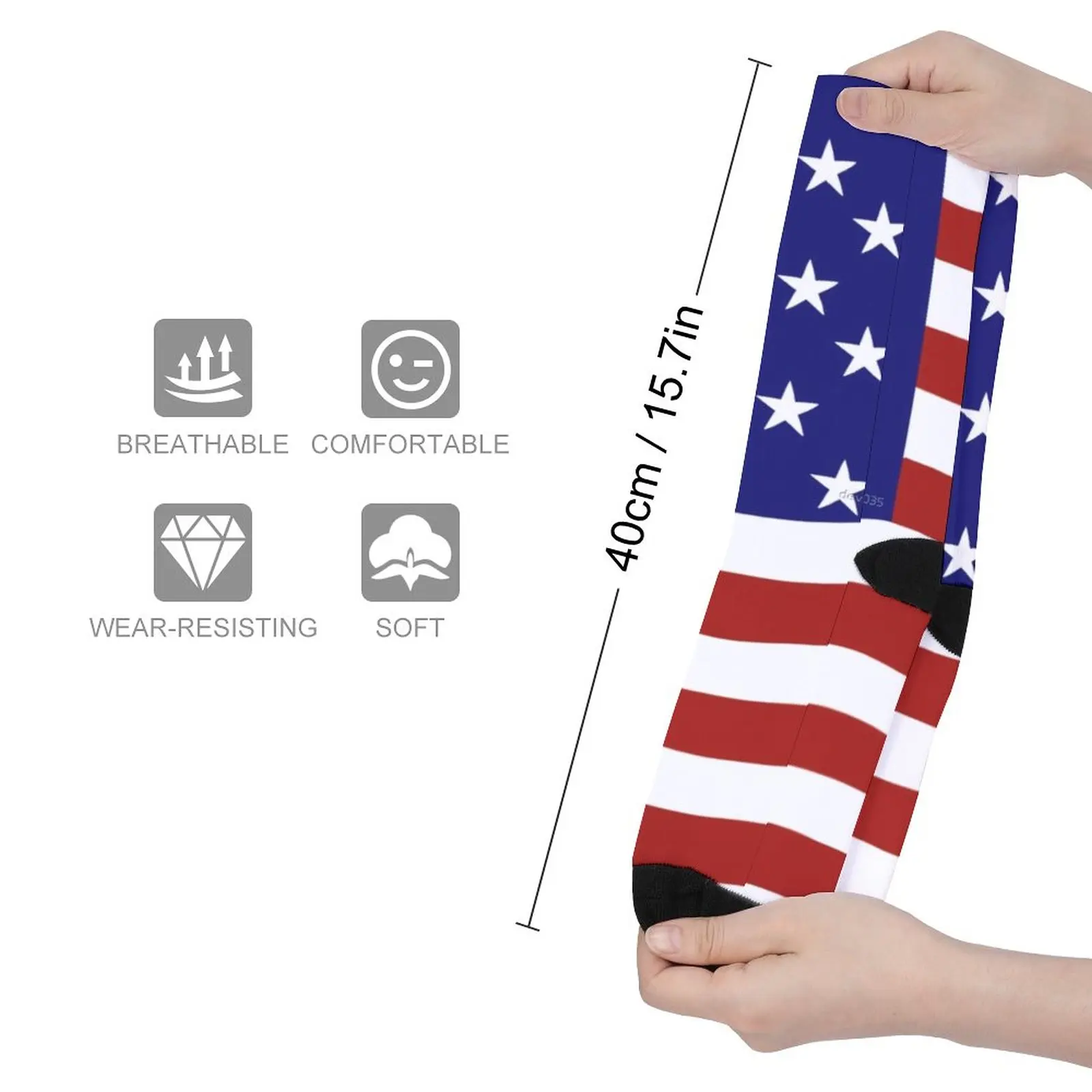 American USA Flag Print Stockings July 4th Graphic Funny Socks Winter Anti Sweat Socks Women Men Cycling Soft Socks