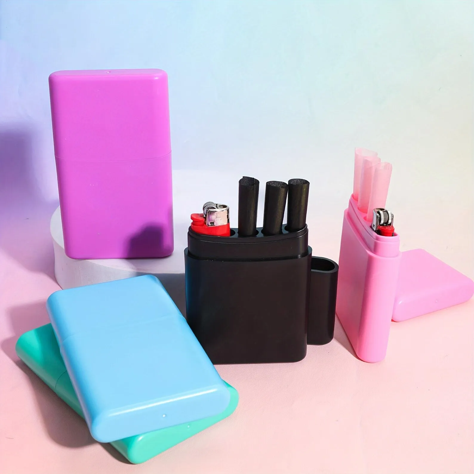 3-Hole King Size Plastic Box Colorful Organizer with Lighter Slot