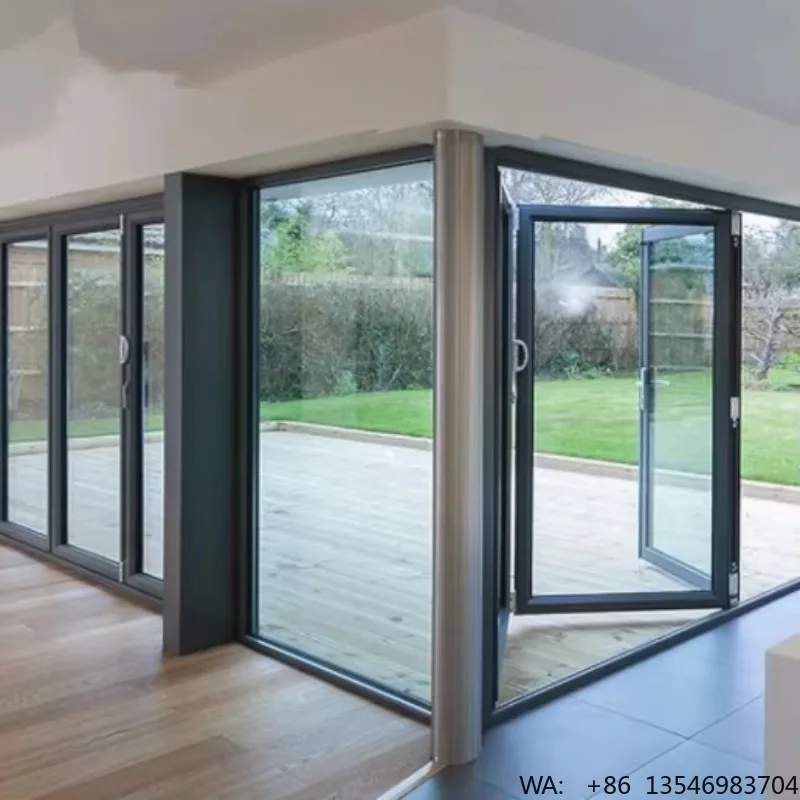 Price China Door Frame Exterior Pictures 96 X 80  Folding Glass Aluminum Profile for Sliding Door