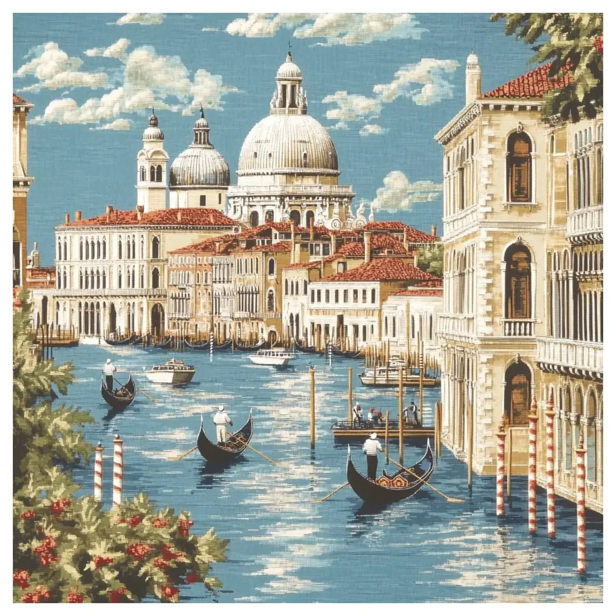 Kit de punto de cruz de Venecia en el mar, 40x40cm/15,74 pulgadas, kit DIY, pintura colgante de 11CT/14CT, bordado completo para regalo, 1 ud.