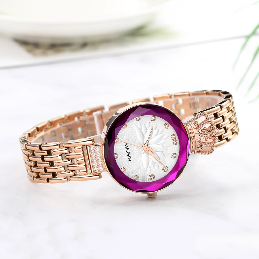 MEGIR Rhinestone Elegant Women Luxury Brand Watch Female Diamond Wristwatch Clock Ladies Sport Casual Watches Relogio Feminino