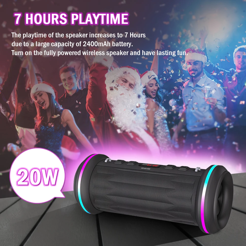 Haut-parleur Bluetooth 5.0, 20W, VTIN, avec micro, Portable, pour l'extérieur, sans fil, basses lourdes, son stéréo, caisson de basses