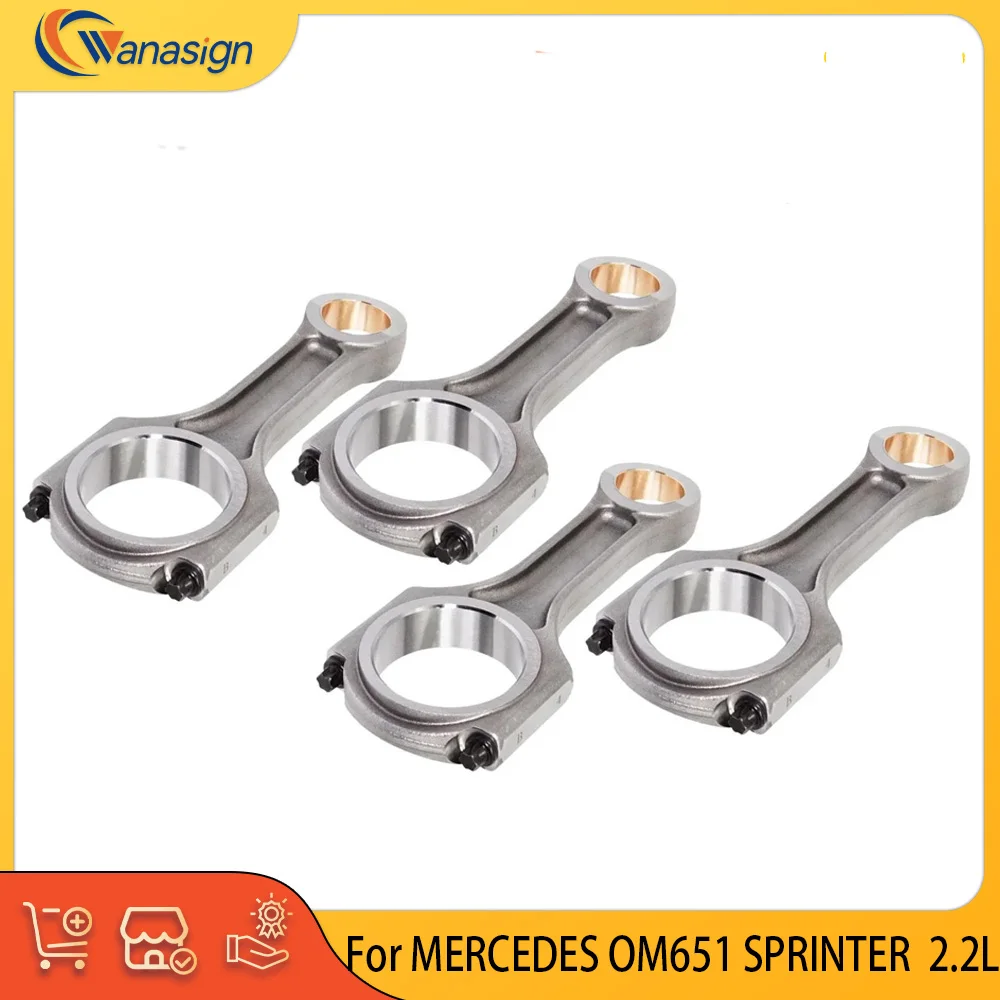 OM651 Connecting Rod Set for Mercedes-Benz Sprinter Vito Viano 2.1L L4 Diesel Engine Parts 6510300020 Fit 2.2L