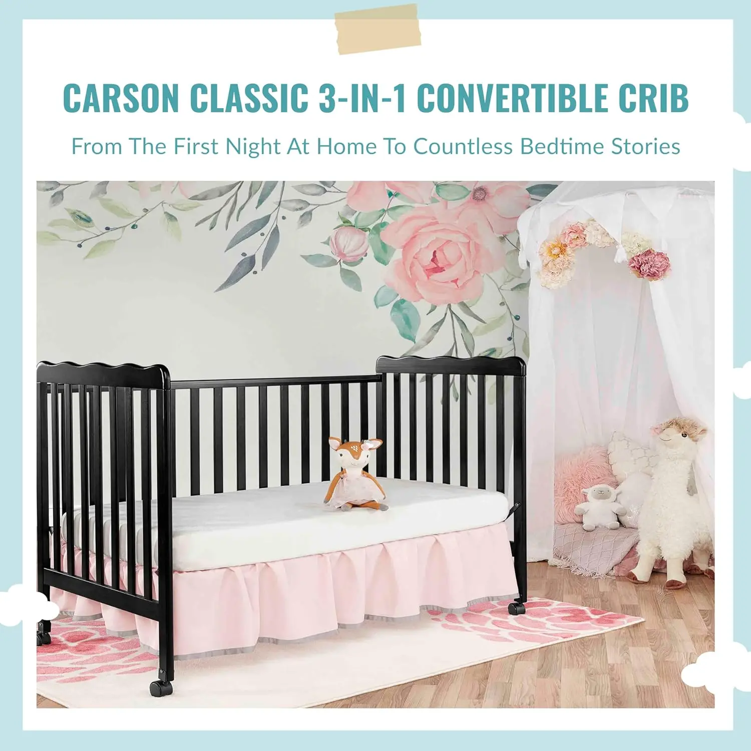 Carson Classic 3-in-1 Convertible Crib in Black