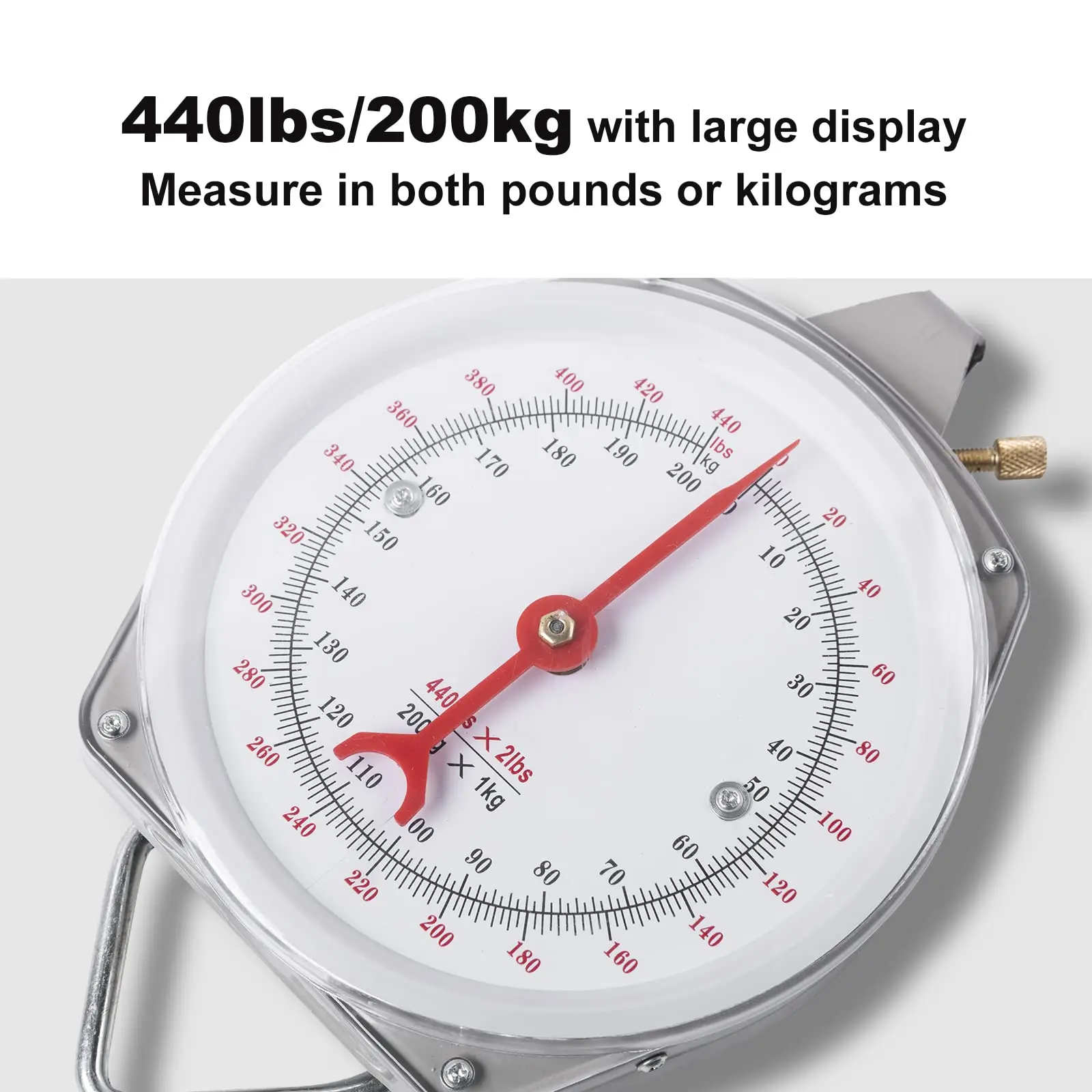 Goture Mechanical Hanging Scales 440lb/200kg High Accuracy Large Display Spring Dial Weight Scale Scale for Kitchen Fishing Hunt