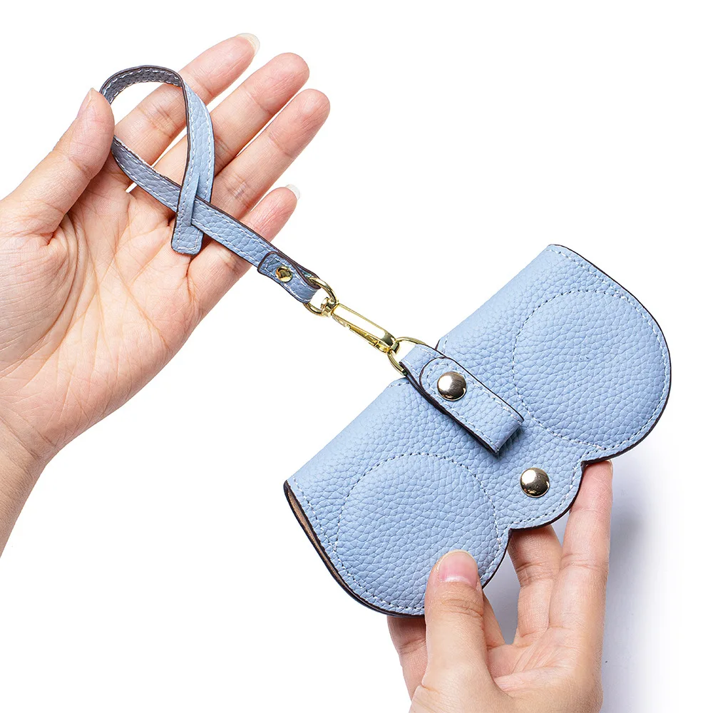 

2026 New Genuine Cowhide Sunglasses Case Portable Artistic Accessory Leather Eyewear Storage Bag Brand Women Sunglasses Cover