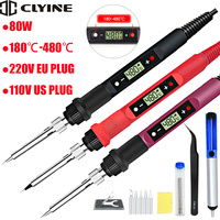 80W Electric Soldering Iron Kit Set Digital Temperature LCD Display Adjustable Welding Solder Tin With Iron Tips Repair Tools