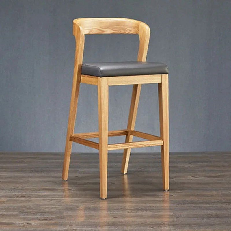 Modern simple solid wood bar chair bar cafe high stool designer creative back chair high