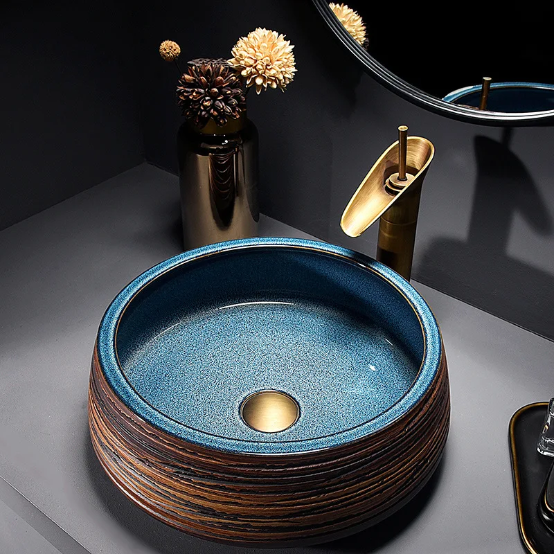 Nordic simple outdoor balcony ceramic washbasin single basin countertop basin household bathroom washbasin basin integrated with