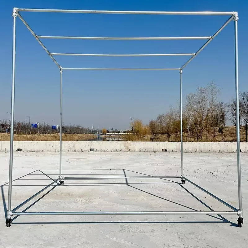 Rustproof Outdoor Clothesline Square Grapevine Arbour Windproof Balcony Drying Rack Vertical Roof Clothes Hanger Storage Orga...