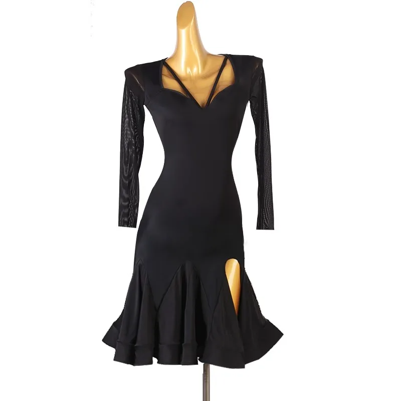 Latin Dance Practice Clothing Stage Costume Women Samba Dress for Dancing Piece Girls Standard Ballroom Dancewear Top New Line