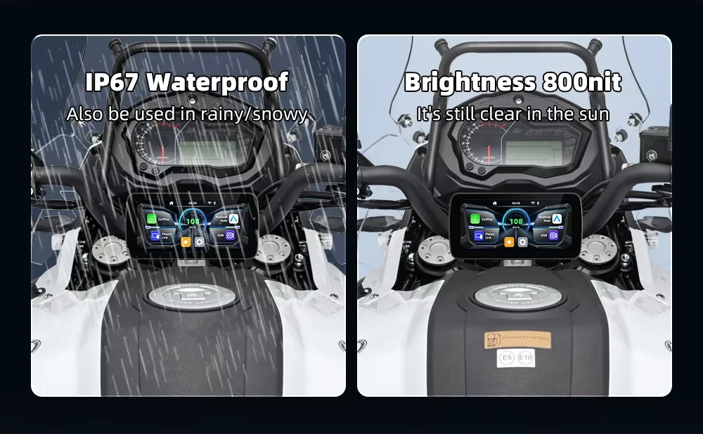 Quick Release 6.25" Motorcycle Navigator Touch Screen Carplay Android Auto Dual Lens Dashcam Dvr Waterproof Tpms Anti-thief view 5