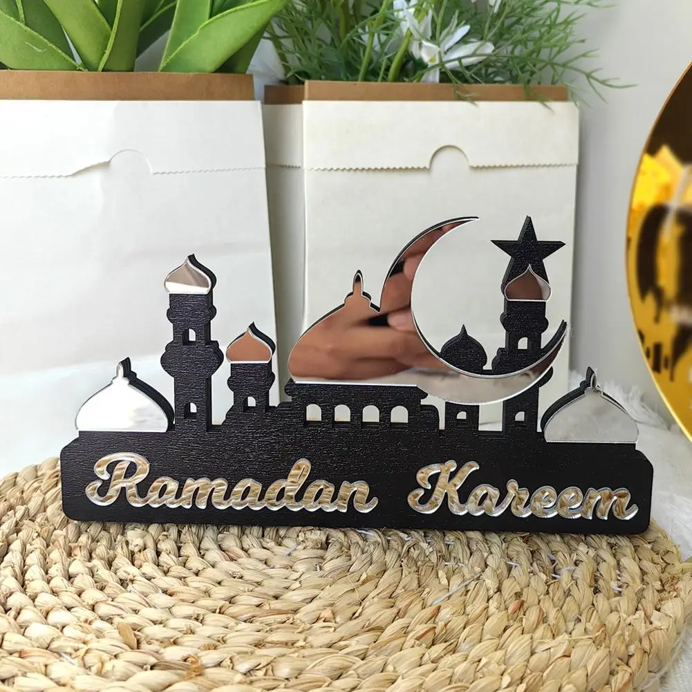 2025 Ramadan Kareem Table Ornament Acrylic Moon Star Castle Eid Mubarak DIY Islamic Party Home Decoration Festive Holiday Gift