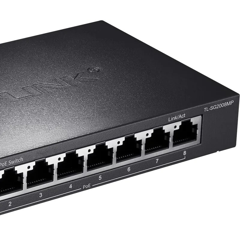 TP-LINK 8-Port Gigabit PoE Switch with 8 10/100/1000Base-T RJ45 Ports, IEEE 802.3af/at, 67W Max Power TL-SG2008MP