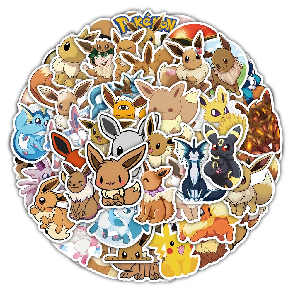 10/30/50PCS Pokemon Cute Eevee Anime Stickers DIY Laptop Luggage Skateboard Car Phone Decals Graffiti Cartoon Joke Sticker Toy