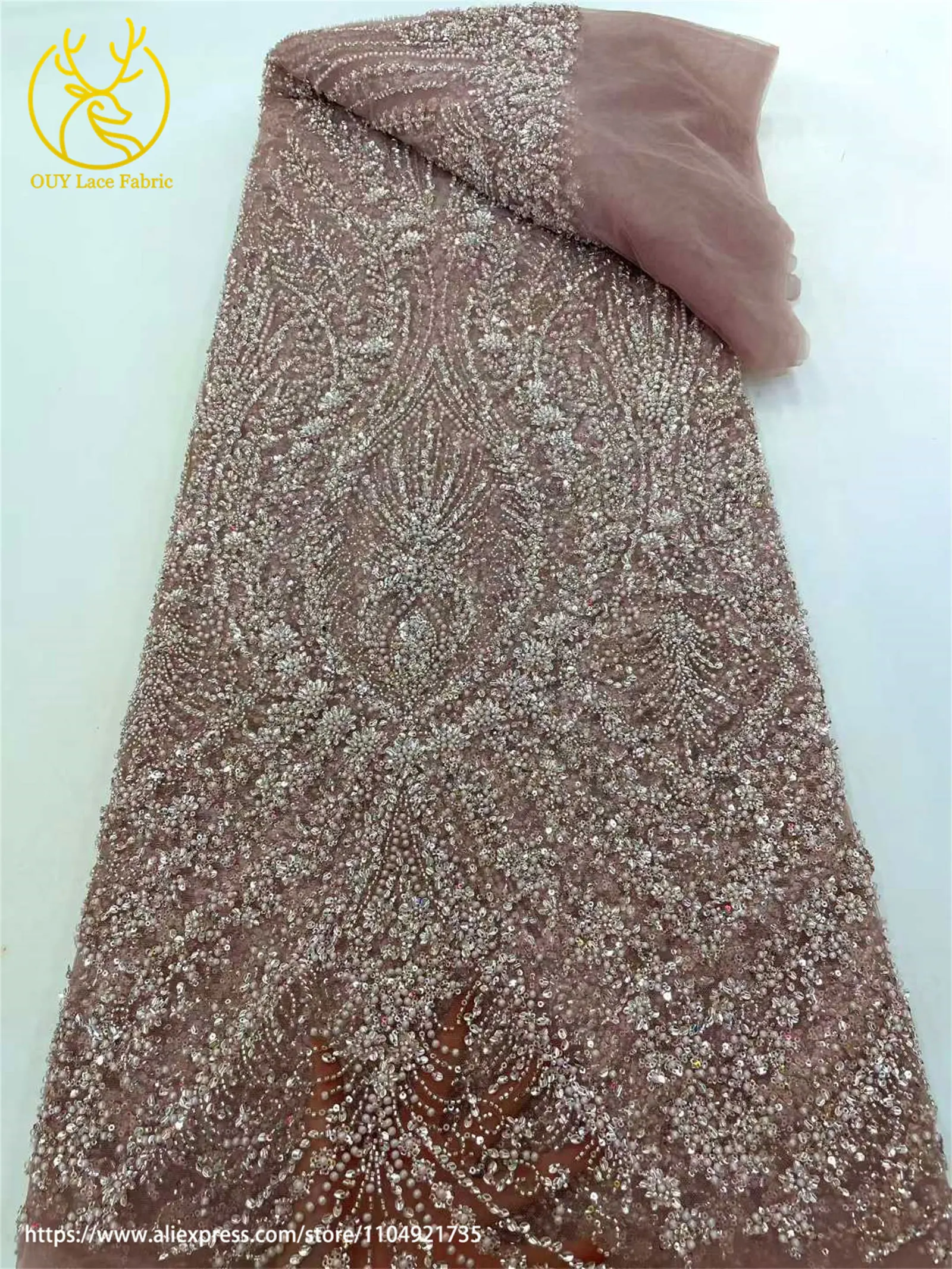 فاخر الأفريقي النيجيري العريس الترتر مطرز أقمشة الدانتيل 2025 الفرنسية الذهب شبكة نسيج الدانتيل لحفل الزفاف فستان الخياطة 5 ياردة