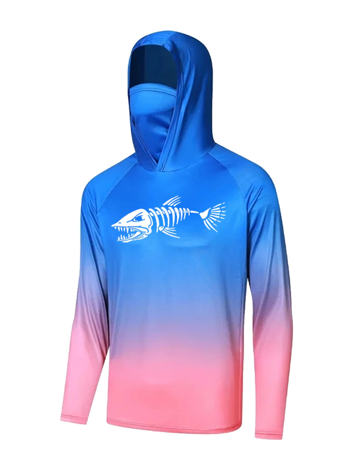 Ice Silk Fishing Clothing Hooded Mountaineering Shirt Men UV Cycling Suit Face Cover Outdoor Sports Long Sleeve Shirt M-3XL
