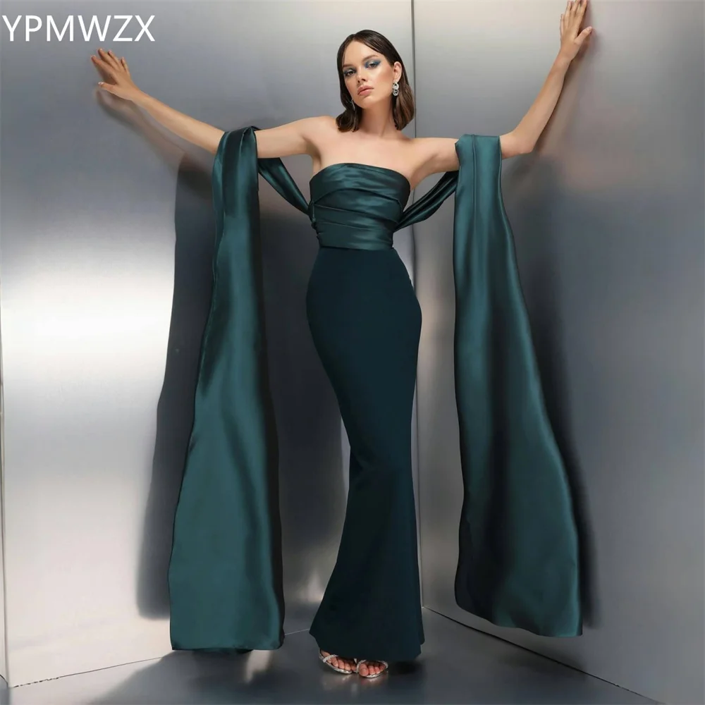 

Customized Prom Gown Formal Evening Dress Women YPMWZX Strapless Mermaid Floor Length Skirts Fold Shirred Bespoke Occasion