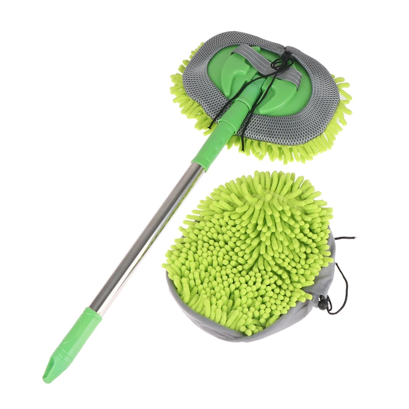 2 In 1 Car Cleaning Brush Car Wash Brush Telescoping Long Handle Cleaning Mop Broom Auto Accessories Adjustable Super Absorbent