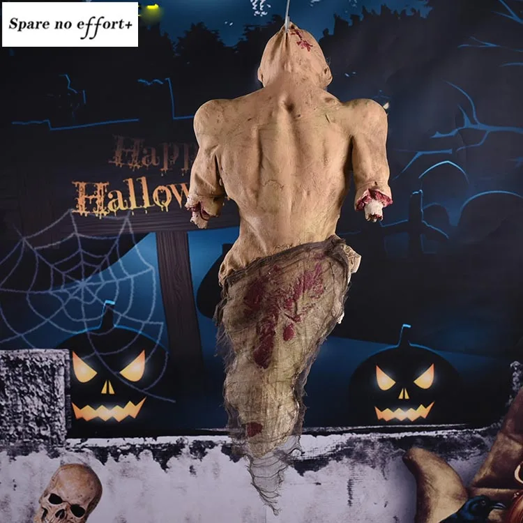 

Halloween Party Props Latex Hanging Torso Severed Skinned Rubber Limbless Hanging Half Body Corpse Haunted House Decorat