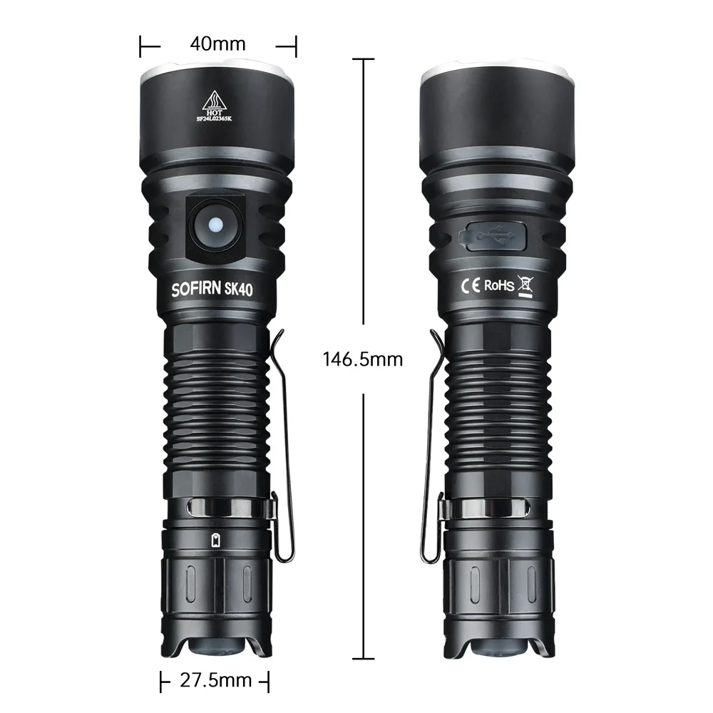 SOFIRN SK40 3200lm Taktische Taschenlampe 580m Leistungsstarke Helle SFT70 LED IP68 Wasserdichte Taschenlampe mit Doppelschalter NEU – Detail 20