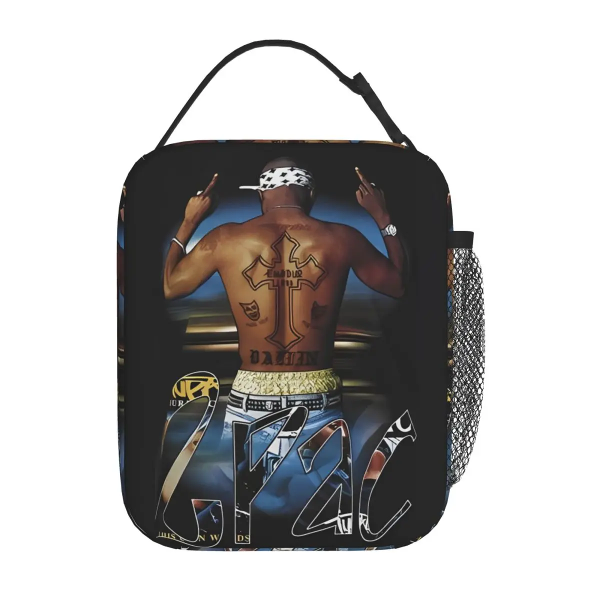 Tupac Hip Hop Insulated Lunch Bags Cooler Bag Reusable Lunch Container Music Portable Tote Lunch Box for Men Women School Picnic