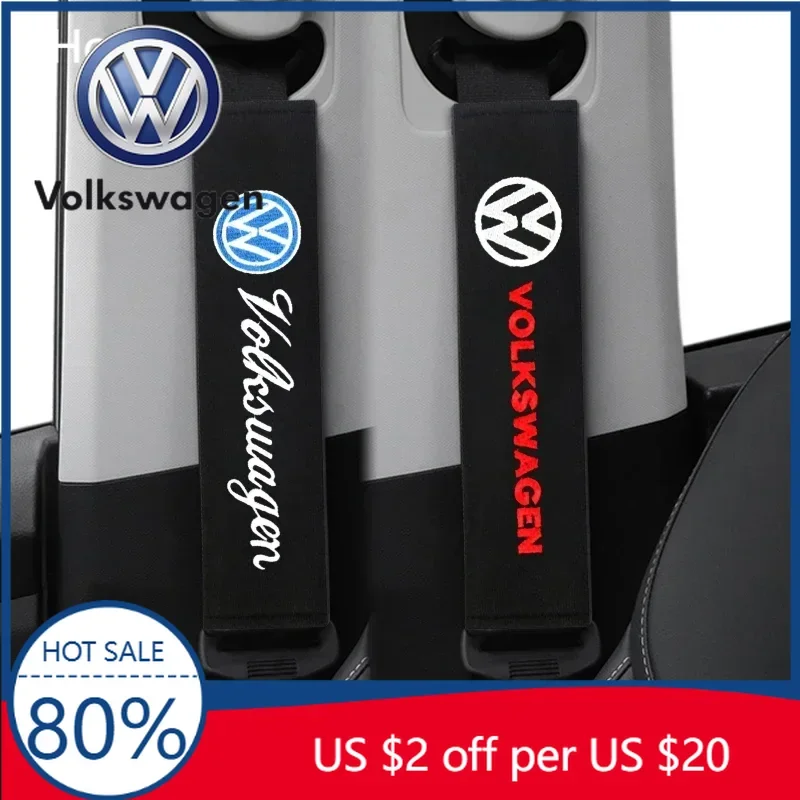 

2 шт. хлопковые накладки на ремни безопасности для автомобиля, дышащая защита для Volkswagen VW GOLF, CC, Polo, Tiguan, CADDY, PASSAT