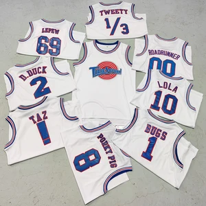 Basketballtrikot für Männer, Halloween -Partykleidung, Trillest Space Jam, Lola 10, Murray 22, Taz D.Duck 2, White Tune Squad 6 Hauptverkäufe Herren T -Shirt Ente - №1
