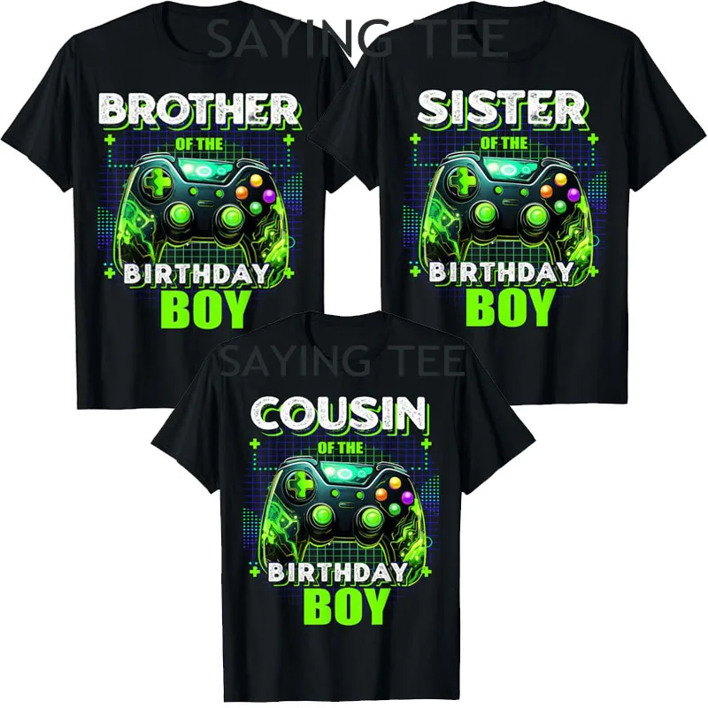 Cousin,Brother,Sister of The Birthday Boy Matching Video Game Birthday T-Shirt Humor Funny Gamer Graphic Tee Sons Daughters Gift