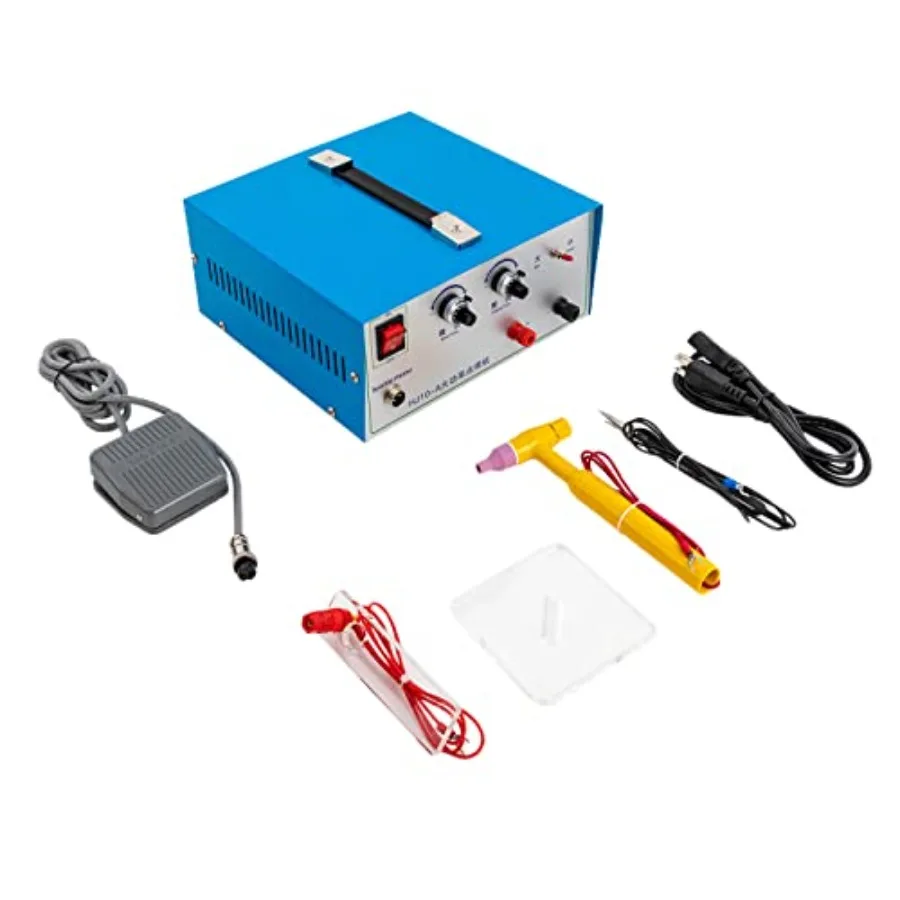 

Portable Jewelry Spot Welder 110V 100A Pulse Blue 500W for Gold Silver Platinum Jewelry Welding with Sparkle Glisten Effect