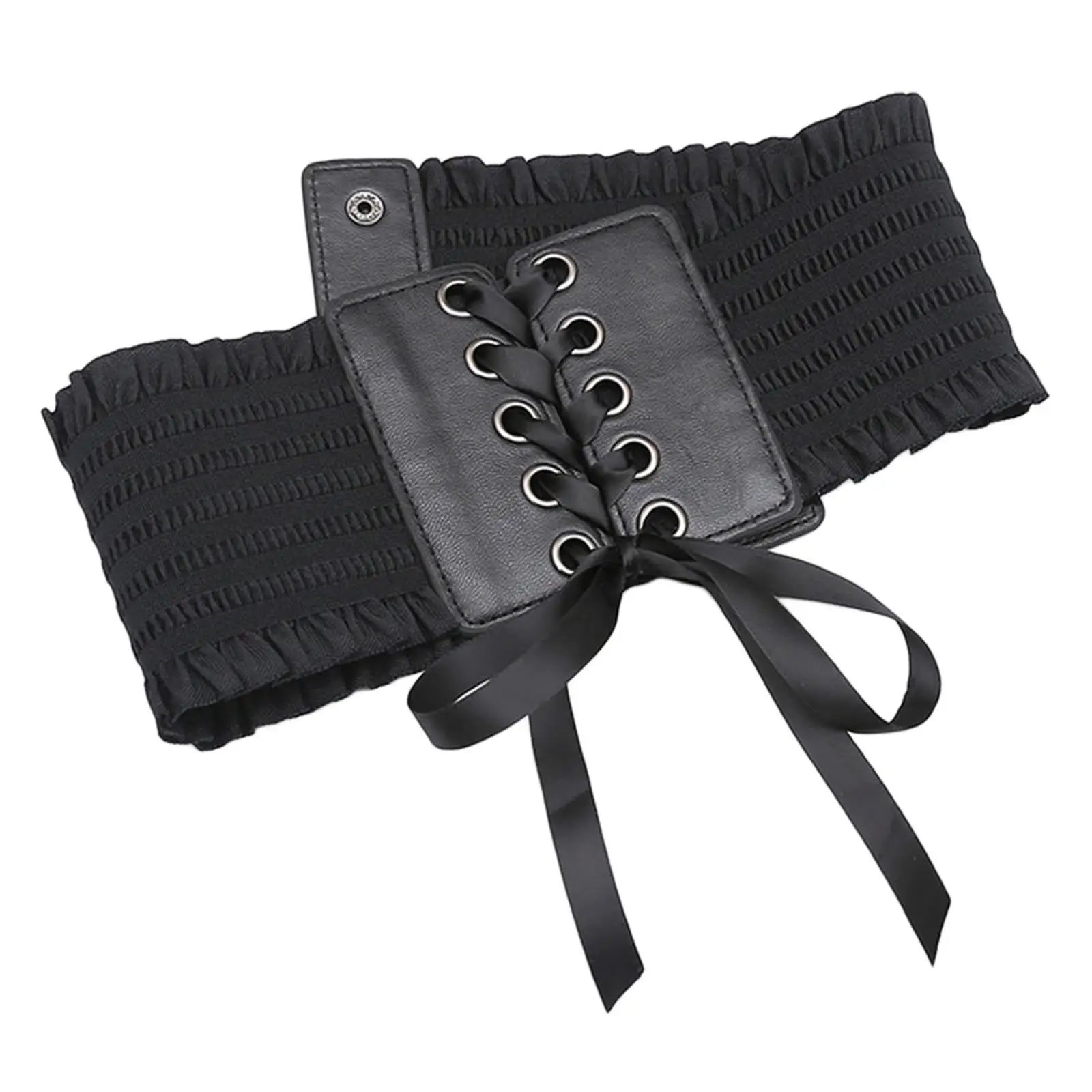 Women Charm Waistband Wide Elasticity Girdle Bow Tie Underbust Adjustable Accessories for Dresses Cosplay Ladies Coats Female