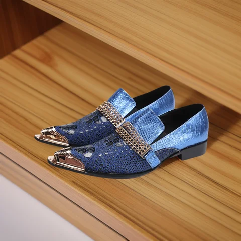 남성용 스파이크 파이썬 패턴 널링 소가죽, Menghua 모델 콘테스트, 상업 업무, 공식 가죽 신발, 가을