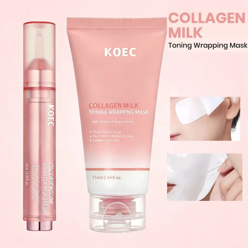 

Коллагеновая тонизирующая упаковочная маска для кожи, глубокое увлажнение и сияние, мгновенный сияющий уход, молочный протеин и ниацинамид, молочная отшелушивающая маска