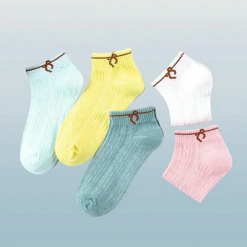 5/10 Pairs Bowknot Trendy Summer Simple And Versatile Shallow Low-top Short-tube 2024 New High Quality Boat Socks Women's Socks