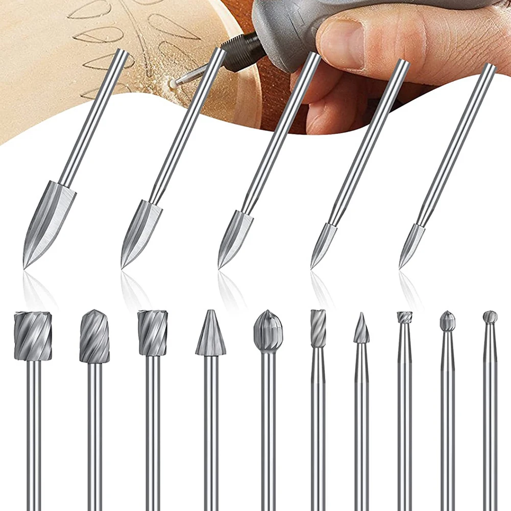 15 sztuk 3mm-8mm wiertła do rzeźbienia w drewnie HSS 1/8 "uchwyt HSS grawerowanie zestaw bitów obrotowych do grawerowania/przyskiwania/ fazowania