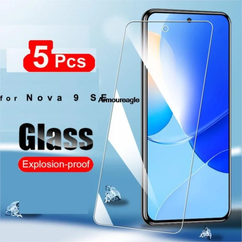 

5pcs tempered glass guard on for huawei nova 9 se screen protector film for nova9 se phone screen glass guard clear 10h