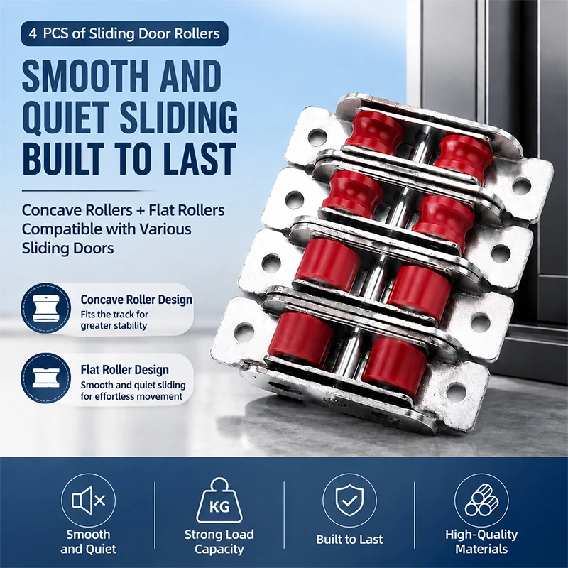 

Sliding Door Pulley Roller 4Pcs 88 and 77 Type Nylon Twin Wheel with Stainless Bearing for UPVC Plastic Steel Window Track Syste