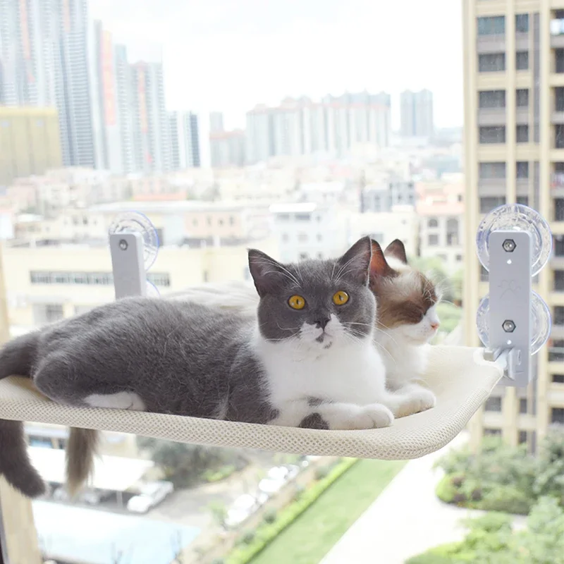 

Cordless Cat Hammock Aerial Sunny Window Perch Cat Beds for Indoor Cats Durable Kitten Climbing Frame Foldable Cat Window Bed