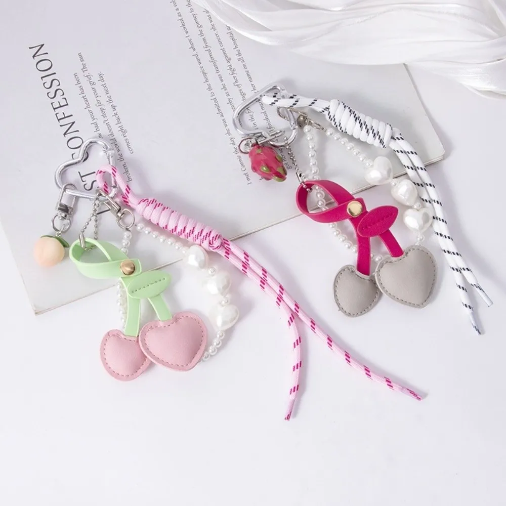 الأحمر والأسود الجلود حبل المفاتيح المواد الجلدية النسيج نمط الشريط حقيبة سحر سحر قلادة حقيبة الديكور #1