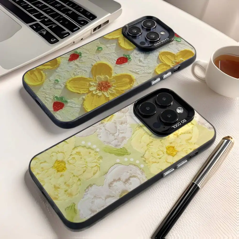 حافظة هاتف ريترو مطلية بزيت لهاتف آيفون 17,16,15,14,13,12,X,8,Pro,Max,Plus,E,SE4,Air,Mini IMD أسود غير لامع #1