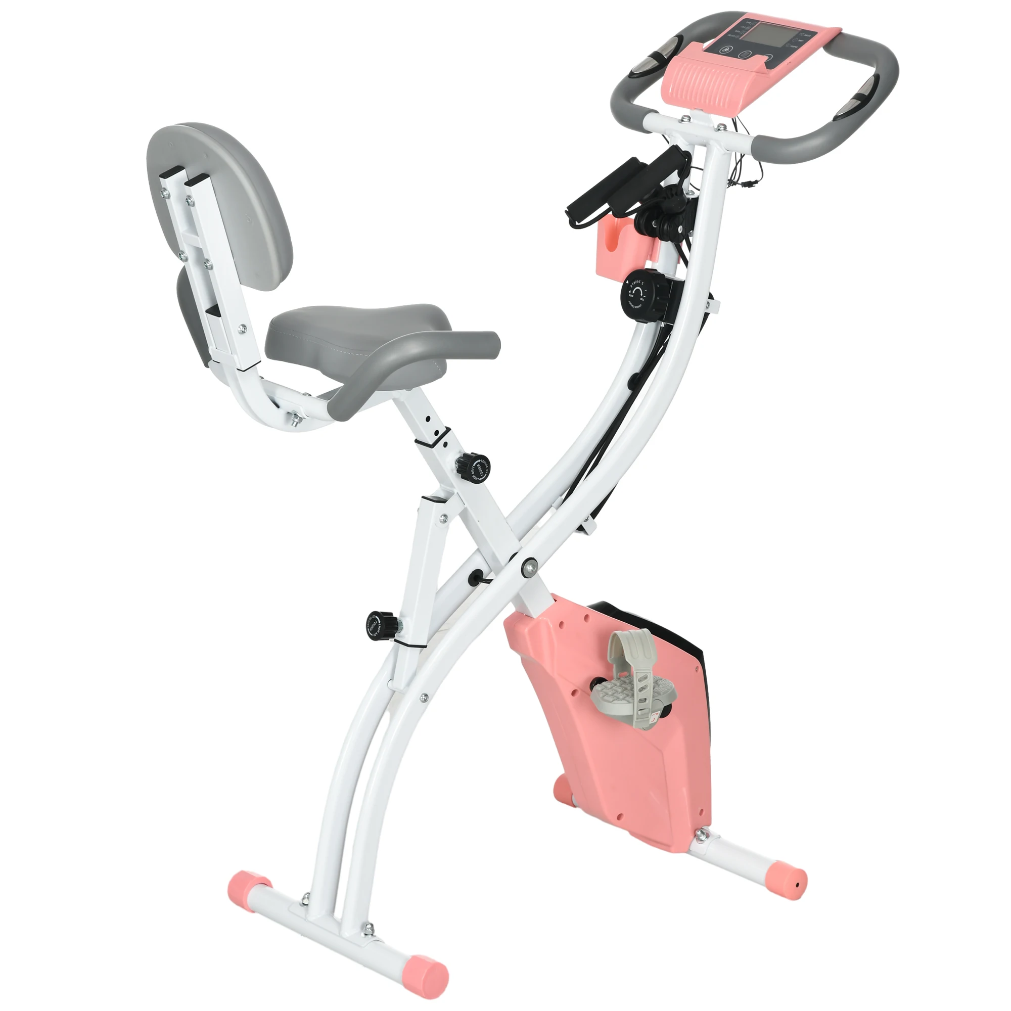 HOMCOM Bicicleta Estática Plegable con Altura y Resistencia Ajustables con Pantalla LCD y Asiento con Respaldo 97x51x115cm