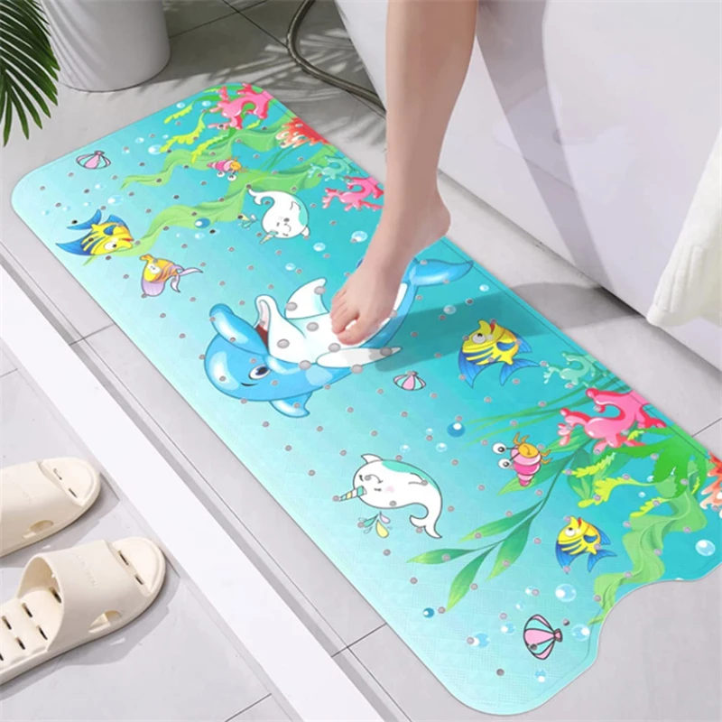 Multi-pattern Bathtub Mat PVC Non-slip Powerful Suction Cup Cartoon Shower Mat(100x40cm)