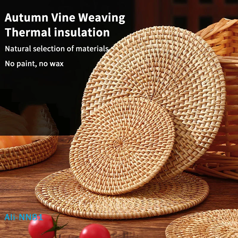 【N】Rattan Heat-Insulating Mat Table Mat Anti-Scalding Pot And Plate Mat High-Temperature Resistant Teacup Mat