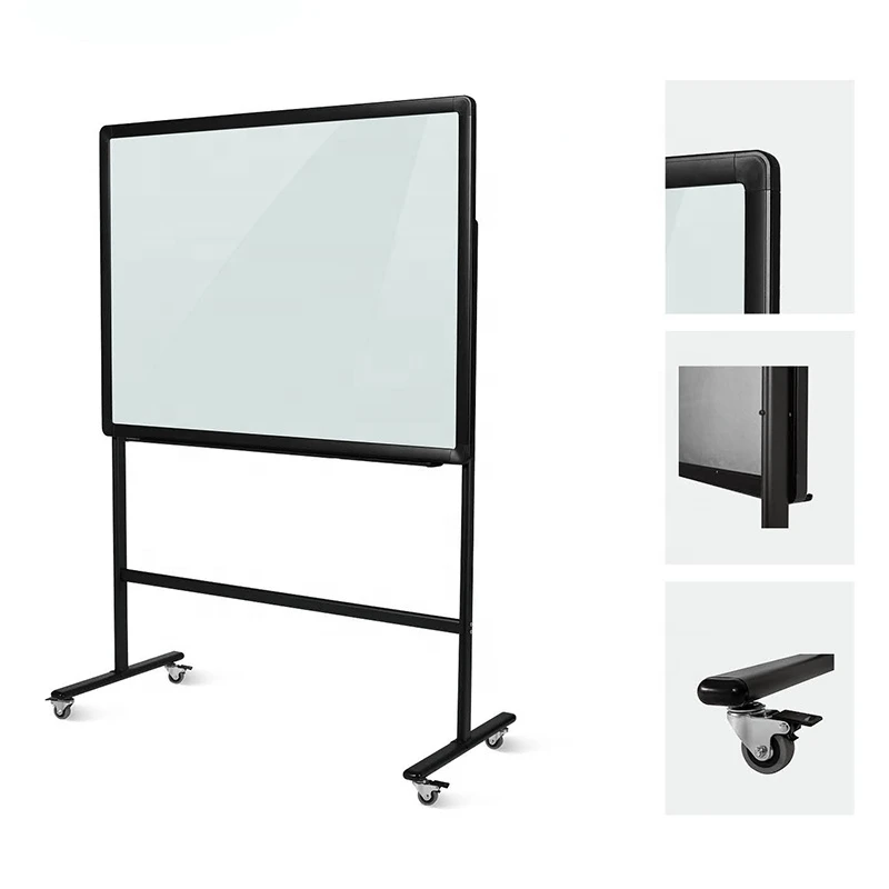 Large Mobile Magnetic Glass Dry Erase Writing Board with Transparent Tempered Safe Glass