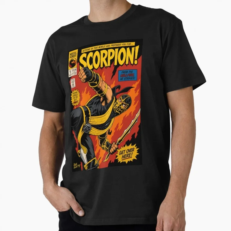scorpion '93 comic 90's Arcade Game Mortal Kombat Gift T shirt Unisex Gamer Tee Fire Warrior Scorpion Graphic clothes S-6XL