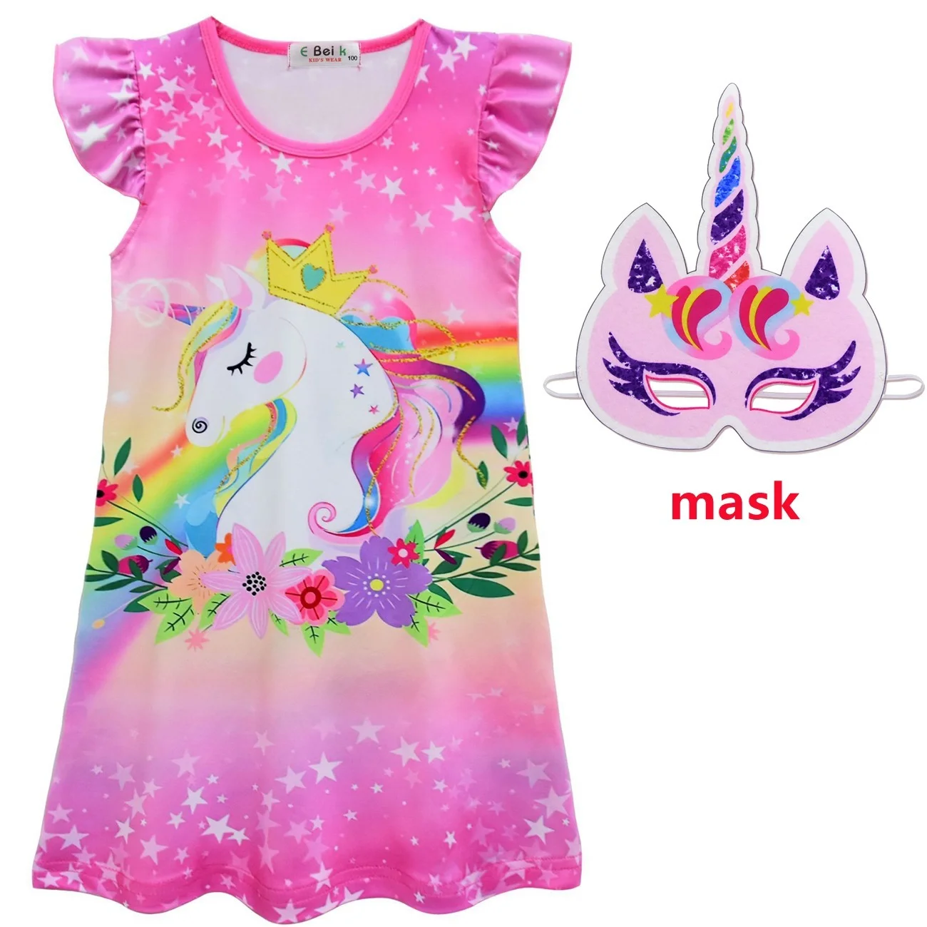 

Hot Sale Girl Dress Unicorn Dresses Mask Little Girls Clothing Baby Girl Clothes Princess Party Clothing Kids Christmas Dress