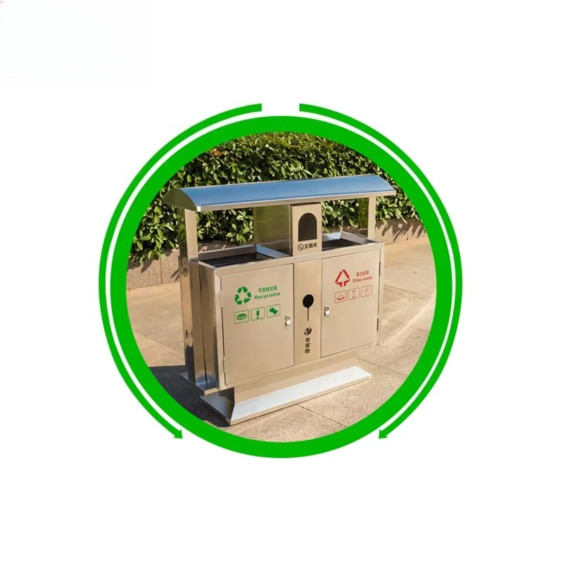 Outdoor steel paper basket Rectangular recycling trash can Vertical metal trash can Vertical public trash can