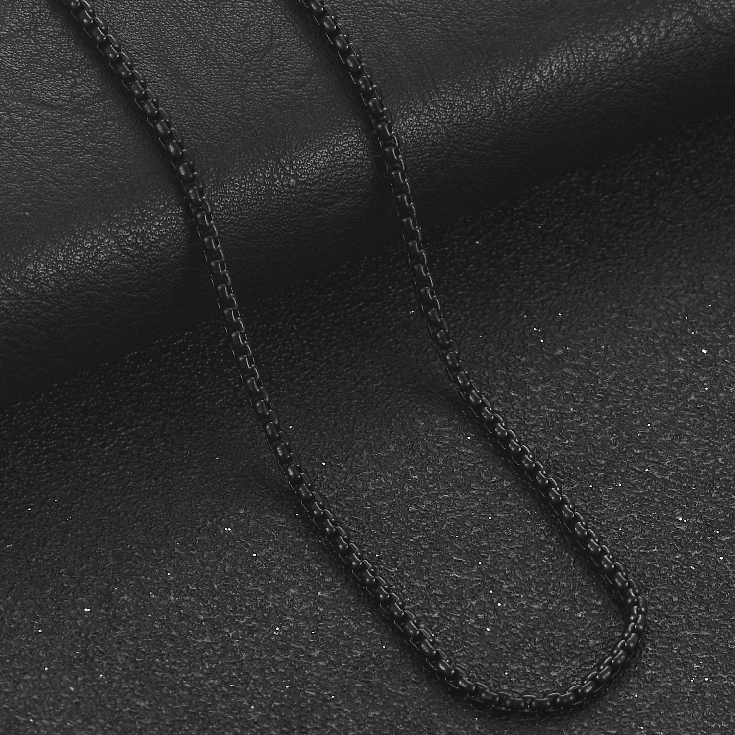 1 Pc Black Square Rolo Chain Necklace Round Box Necklace Men Women Width 3mm DIY Jewelry Findings Making Handmade Supplies