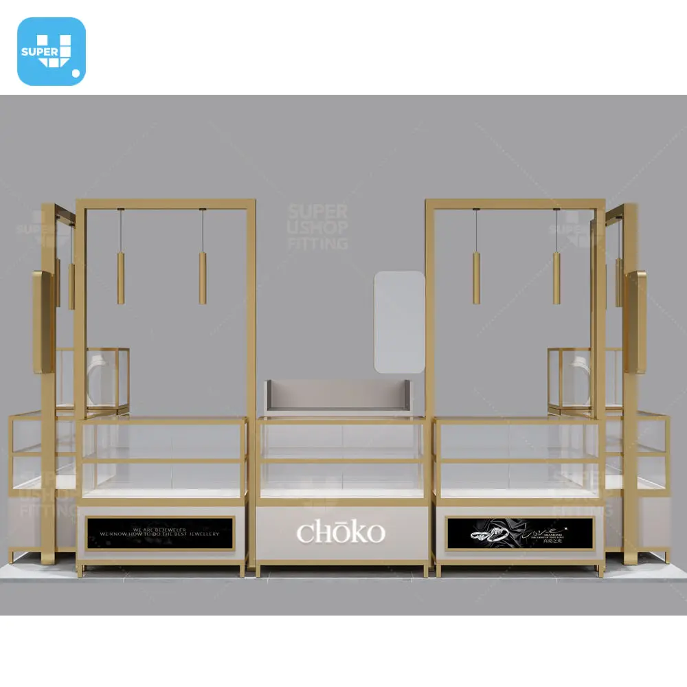 

Custom.Custom High Quality LED Lighting Gold Jewelry Kiosk Showcase for Shopping Mall and Watch Showroom